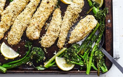 Breaded Chicken Tenders with Lemon Broccolini